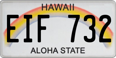 HI license plate EIF732