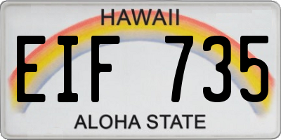 HI license plate EIF735
