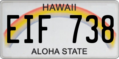 HI license plate EIF738