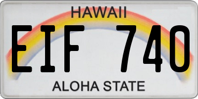 HI license plate EIF740