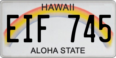 HI license plate EIF745