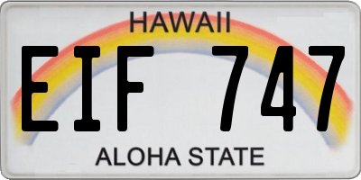 HI license plate EIF747