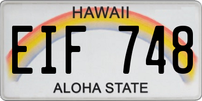 HI license plate EIF748