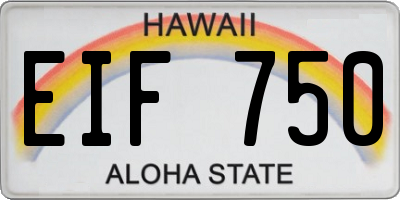 HI license plate EIF750