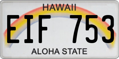 HI license plate EIF753