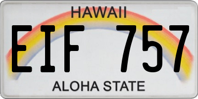 HI license plate EIF757