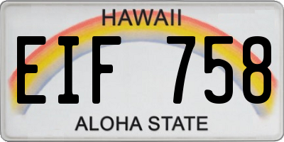 HI license plate EIF758