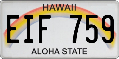 HI license plate EIF759