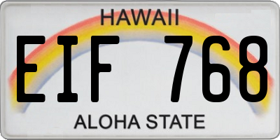 HI license plate EIF768