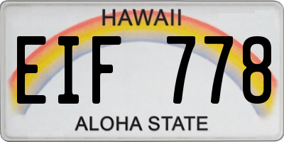 HI license plate EIF778