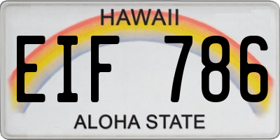 HI license plate EIF786