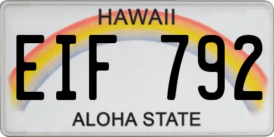 HI license plate EIF792