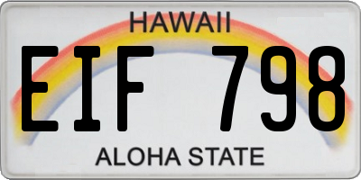 HI license plate EIF798