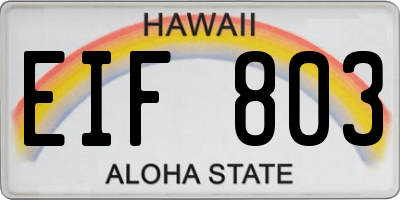 HI license plate EIF803