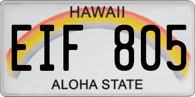 HI license plate EIF805