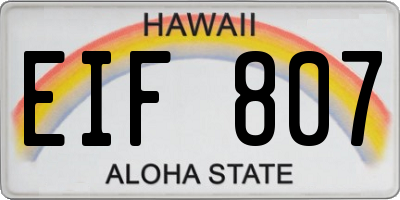 HI license plate EIF807