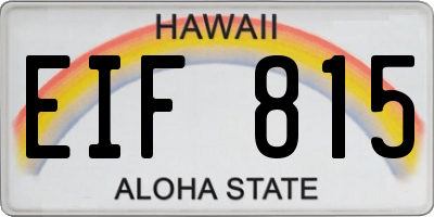 HI license plate EIF815