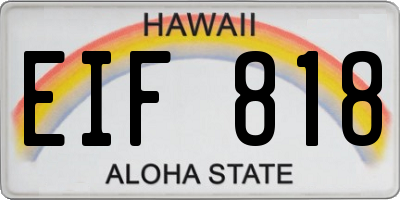 HI license plate EIF818