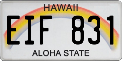 HI license plate EIF831