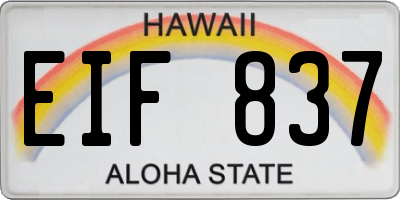 HI license plate EIF837
