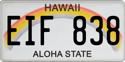 HI license plate EIF838