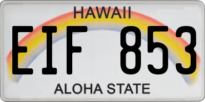 HI license plate EIF853