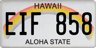 HI license plate EIF858