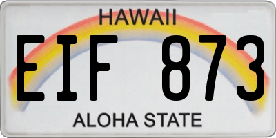 HI license plate EIF873