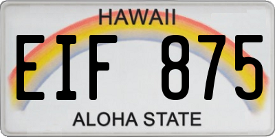 HI license plate EIF875
