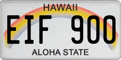 HI license plate EIF900