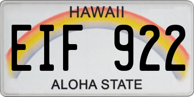 HI license plate EIF922