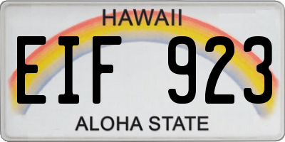 HI license plate EIF923