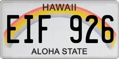HI license plate EIF926