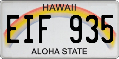 HI license plate EIF935