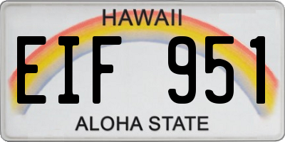 HI license plate EIF951