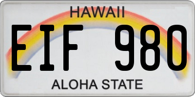 HI license plate EIF980