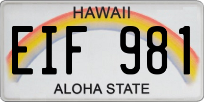 HI license plate EIF981