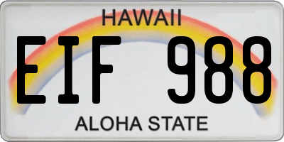 HI license plate EIF988