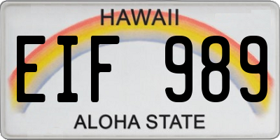 HI license plate EIF989