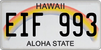 HI license plate EIF993