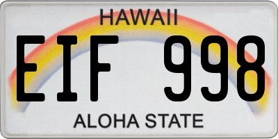 HI license plate EIF998