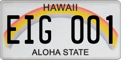 HI license plate EIG001