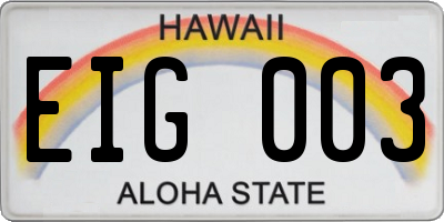 HI license plate EIG003