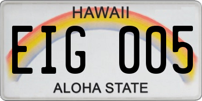 HI license plate EIG005