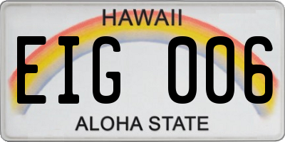HI license plate EIG006