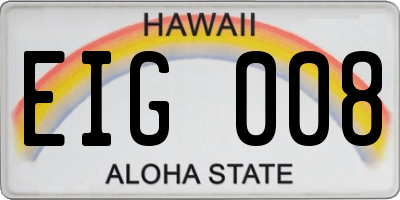 HI license plate EIG008