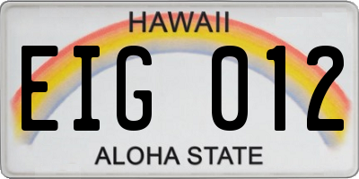 HI license plate EIG012