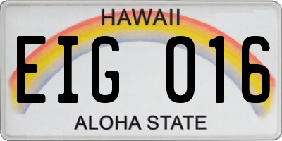 HI license plate EIG016
