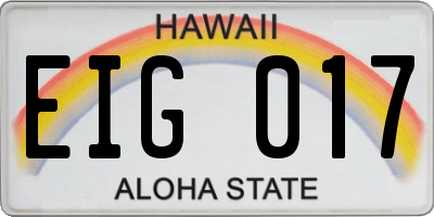 HI license plate EIG017