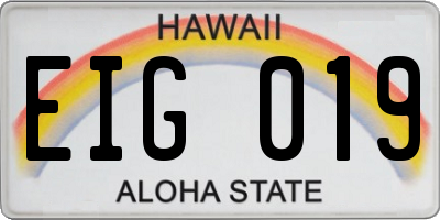 HI license plate EIG019